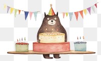 PNG Rat characters wearing party hat dessert cake celebration. 