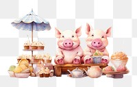 PNG Pig selling dessert animal mammal representation. AI generated Image by rawpixel.