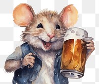 PNG Rat drinking a beer animal mammal rodent. 