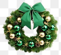 PNG  Christmas wreath green white background illuminated. AI generated Image by rawpixel.