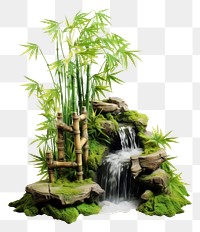 PNG Bamboo realistic waterfall garden outdoors nature plant. 