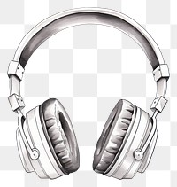 PNG Hand drawn headphones headset white white background. AI generated Image by rawpixel.