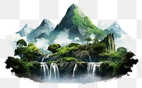 PNG Waterfall mountain landscape outdoors. AI generated Image by rawpixel.