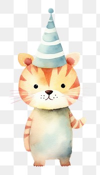 PNG Cute Tiger wearing a party hat animal fun representation. 