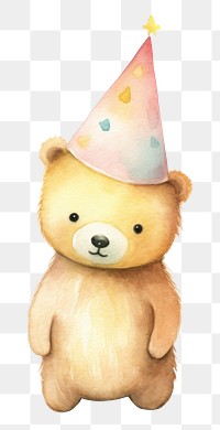 PNG Cute bear wearing a party hat toy representation celebration. 