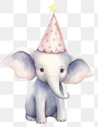 PNG Cute elephant character wearing a party hat animal mammal representation. 