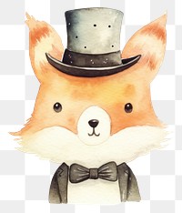 PNG Fox animal hat white background. AI generated Image by rawpixel.
