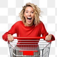 PNG Shouting shopping  shopping cart. 