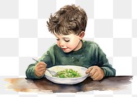 PNG Kid eating salad plate child bowl. 