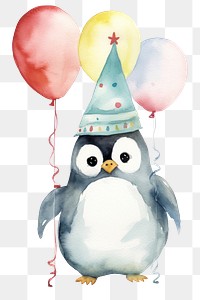 PNG Penguin wearing a party hat balloon animal bird. 