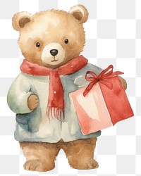 PNG Bear holding shopping bag paper toy representation. 