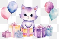 PNG Cat shopping birthday balloon mammal. AI generated Image by rawpixel.