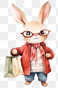 PNG Rabbit holding shopping bag representation celebration accessories. 