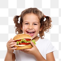 PNG Girl eating burger child food  