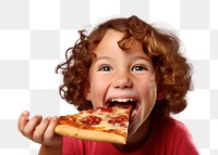 PNG Girl eating pizza biting food baby. 