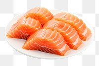 PNG Salmon sashimi salmon seafood plate. AI generated Image by rawpixel.