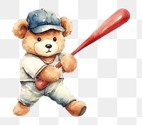 PNG Teddy bear playing baseball sports toy white background. AI generated Image by rawpixel.