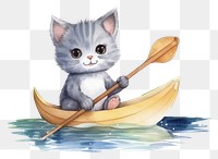 PNG Cat Rowing a canoeing animal drawing cartoon. 