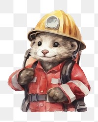 PNG Ferret firefighter portrait helmet. AI generated Image by rawpixel.