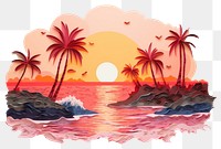 PNG Sunset tropical island art painting nature. AI generated Image by rawpixel.