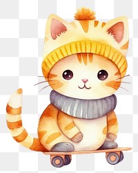 PNG Cat playing skateboard cartoon cute  