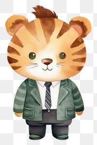 PNG A cute tiger wearing suit cartoon toy  