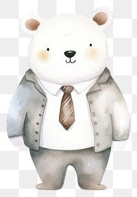 PNG Cute white bear wearing suit cartoon toy white background. AI generated Image by rawpixel.