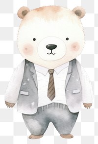 PNG Cute white bear wearing suit cartoon mammal animal. AI generated Image by rawpixel.