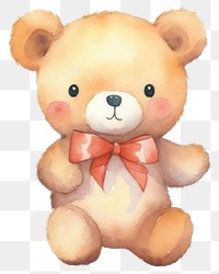 PNG Cute bear holding gift box cartoon toy  