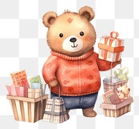 PNG Cute bear shoping cartoon toy  