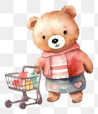 PNG Cute bear shoping cartoon toy  