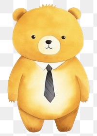 PNG Cute bear wearing suit cartoon toy white background. AI generated Image by rawpixel.