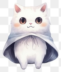 PNG Cute cat wearing ghost custume animal cartoon drawing. 