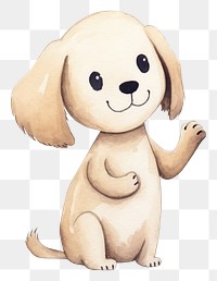 PNG Cute dog holding plant cartoon drawing mammal. 