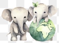 PNG Cute elephants holding green earth animal cartoon mammal. 