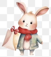 PNG Cute rabbit holding shop bag animal cartoon mammal. 