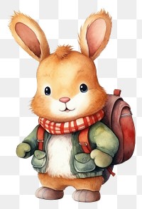 PNG Cute rabbit wearing school bag cartoon animal mammal. 