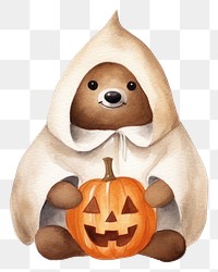 PNG Cute sloth wearing pumpkin custume cartoon toy anthropomorphic. 