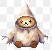 PNG Cute sloth wearing ghost custume animal cartoon drawing. 