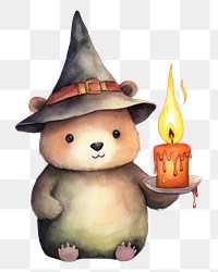 PNG Bear holding halloween candle cartoon fire  