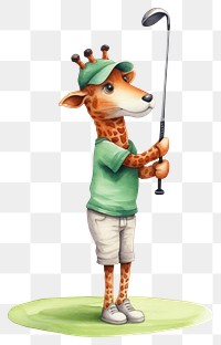 PNG Giraffe playing golf cartoon sports  