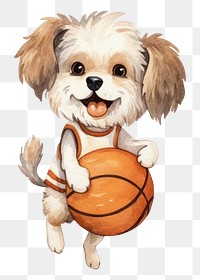 PNG Dog playing basketball animal cartoon mammal. 