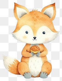 PNG Fox eating cartoon animal nature. AI generated Image by rawpixel.
