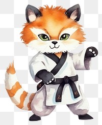 PNG Fox playing taekwondo cartoon animal cute. 