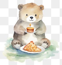 PNG Otter eating dessert cartoon mammal. AI generated Image by rawpixel.