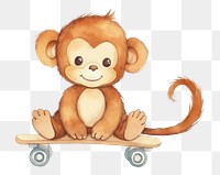 PNG Monkey skateboard cartoon mammal animal. 