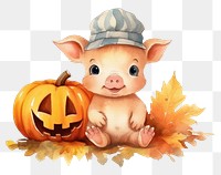 PNG Pig holding pumpkin mammal animal cute. 