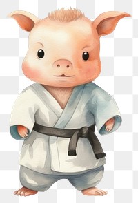 PNG Pig playing judo cartoon karate mammal. 