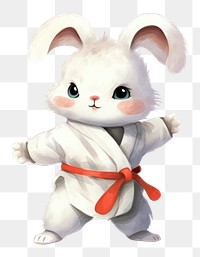 PNG Rabbit playing judo cartoon animal white. 