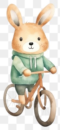 PNG Rabbit playing cycling vehicle cartoon animal. AI generated Image by rawpixel.